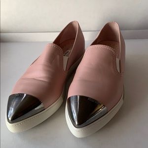 Miu Miu Slip On Sneakers w/ Metallic toe Cap